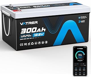 LiFePO4 12V 300AH Bluetooth Lithium Batterie mit 200A BMS 5000 Zyklen Lithium Akku 3840W Abschalt…