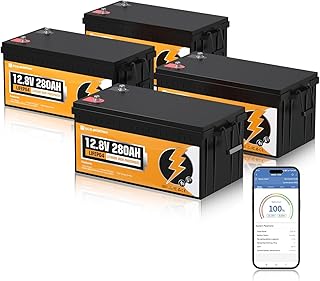 ECO-WORTHY 4PACK 12V 280Ah LiFePO4 Bluetooth mit 200A BMS Low-Temp Schutz,14KWH Lithiumbatterie 1…