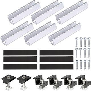 6-teiliges Solarmodul-Montageset – Aluminium-Solarrute (12cm) mit 3cm-3,5cm-End- & Mittelklamme…