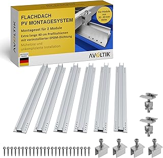 Balkonkraftwerk Montage-Set für 2 Solarmodul I Solarpanel Befestigung Set 400 mm Solarschiene ex…