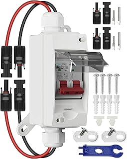 DC Trennschalter PV Anlage 32A 500V Sicherungsautomat 2polig IP65 Wasserdicht mit Kabel und Haken…
