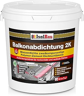Isolbau Balkonabdichtung 2K – 20 kg Flexibel Dichtschlämme zur Abdichtung von Balkon, Terrasse, …