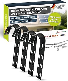 SCHWAIGER Balkonkraftwerk Halterung für Geländer I Geländer-Montage Set für 2 Solar Module I …