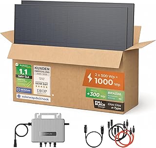 Solarway® 1000Wp / 800W Balkonkraftwerk komplett Steckdose – neuester EcoFlow Stream 800 Watt We…