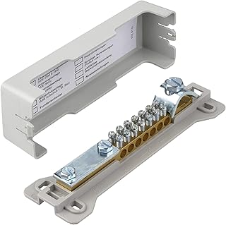 REV Erdungsschiene, Potentialausgleichsschiene plombierbar, 9 Anschlüsse, grau