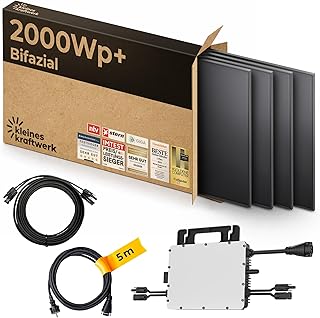 Kleines Kraftwerk 2000W Balkonkraftwerk XL Komplettset – 800W Wechselrichter mit WiFi & Bluetoo…