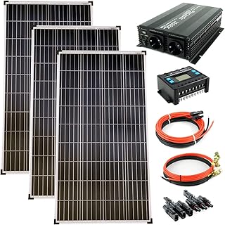 solartronics Komplettset 3×140 Watt Poly Solarmodul NM 1500 W Spannungswandler 30A Laderegler bla…