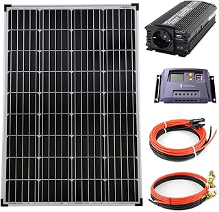 solartronics Komplettset 1x100Watt 12Volt 1000mm Spannungswandler 600W 10A Laderegler gelb Insela…