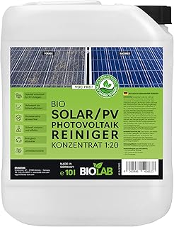 BIOLAB Solar & PV Photovoltaik Reiniger Konzentrat 1:20 (10 Liter Kanister) zur Reinigung von Sol…