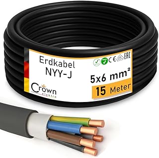 NYY-J 5x6mm² Erdkabel 15m – Elektrokabel Ring für Verlegung im Erdreich & Außenbereich | Kupfe…