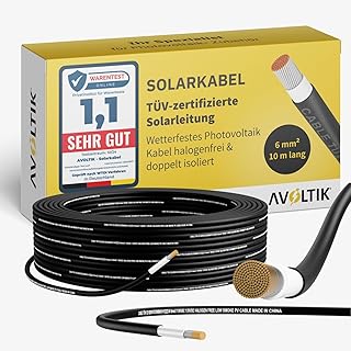avoltik Solarkabel 6mm2 in 10 m I TÜV-zertifizierte Solarleitung für Photovoltaik 1500V I robus…
