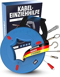 Einziehspirale 30 m – Fiberglas Kabeleinziehhilfe mit Kupferkopf & 5 Zubehörteilen – Kabel…