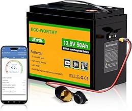 ECO-WORTHY LiFePO4 Batterie 12V 50Ah mit XT60 Bluetooth BMS Low Temperature Schutz und 4000-15000…