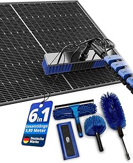 BoomDing Teleskop Waschbürste mit Photovoltaik Schneeschieber – 5,8 m – All-in-One Reinigu…