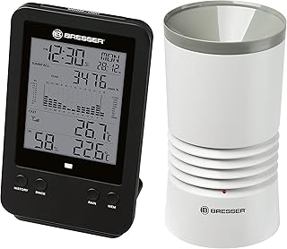 Bresser digitaler Funk-Regenmesser mit Temperaturanzeige, 150?m Reichweite, 868?MHz, Histogramm, …
