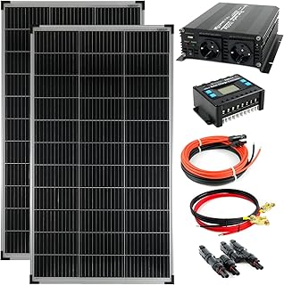 SOLARTRONICS Komplettset 2x 140 Watt Solarmodul 1000 Watt Wandler Laderegler Photovoltaik Inselan…