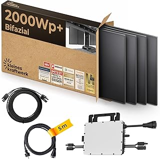 Kleines Kraftwerk 2000W Balkonkraftwerk XL Wand-Halterung – 800W Wechselrichter mit WiFi & Blue…
