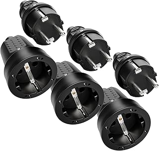 greate Schuko Stecker Kupplung 230V Aussenbereich 3er Pack – Gummistecker Kupplung Set mit Knicks…