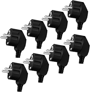 8 Stück Schuko Stecker 250V/16A Eurostecker Stromstecker Winkelstecker Stromstecker Schutzkontak…