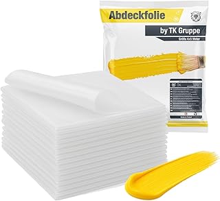 6x Abdeckfolie – 4 x 5 m Malerplane – 160 qm Plane – extra stark & transparent Baufolie & Malerfo…