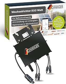 SCHWAIGER Wechselrichter 800W I für Balkonkraftwerke & kleine Solaranlagen I zur Umwandlung von …