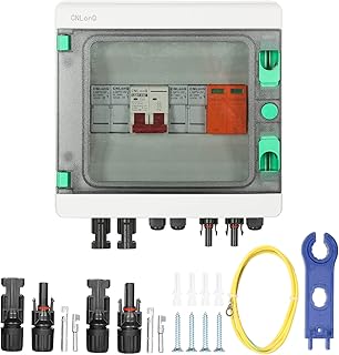 DEWIN PV Combiner Box 2 String, 500V 32A PV Trennschalter Sicherung DC Überspannungsschutz 2 Str…