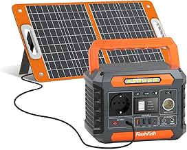 FlashFish 144.3Wh Tragbare Powerstation mit Solarpanel 60W, 200W Solar Generator mit 230V AC/DC/U…