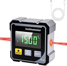 4-Seitiger Magnetischer Digitaler Winkelmesser,Laser Wasserwaage Digitale Wasserwaage mit LED-Anz…