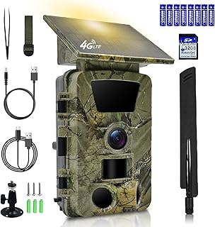Wildkamera 4G-LTE mit Handyübertragung App, Wildkamera Solar mit Akku 5200mAh Wildtierkamera mit…