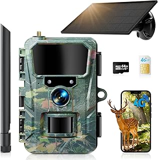 WOLFANG 4G/LTE Wildkamera Solar, 2K 48MP Live Übertragung Wildkamera mit Handyübertragung App, …