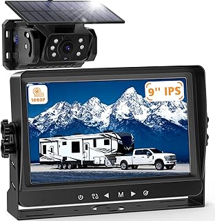 Magnetisch Solar Rückfahrkamera Kabellos mit 9″ 1080P Monitor, 10000mAh Akku Rückfahrkamera Fun…