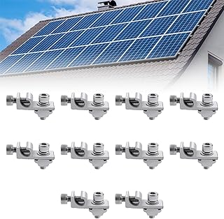10 Stück Solarpanel Erdungsclips,Erdungsklemme,Pv Erdungsklemme, Solarmodul Boden Erdung Lug Sta…