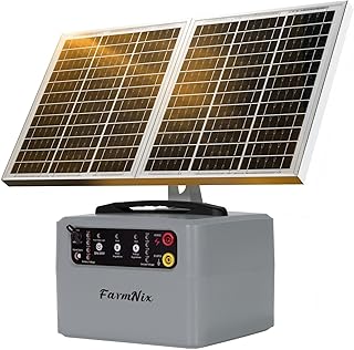 Weidezaungerät SOLAR 12V, 0.3-1.5J, 6KV-12KV Einstellbar Elektrozaungerät，48KM inkl. 15W-Sola…