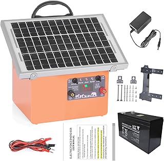 32KM Weidezaungerät Solar, 0,5J/9,5KV Elektrozaungerät , inkl. 7.5W-Solarpanel, 12V 7Ah Akku & …