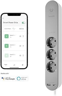 Hombli Smarte Steckdosenleiste mit 3 AC und 2 USB Anschlüssen, Überspannungsschutz, 1,5 m Kabel…