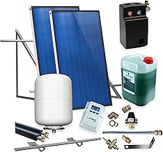SUNEX® Solarthermie Komplett | Solaranlage | Solarpaket | 2x Kollektoren AMX 2.0 + Flachdachmont…