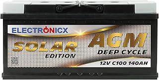 Electronicx AGM Versorgungsbatterie 12V 140Ah Solar Batterie 140 Ah C100 Deep Cycle Wohnmobil Bat…