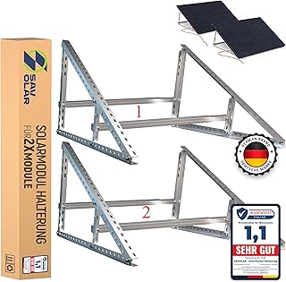 Solarmodul Halterung 2 Stück, Aluminium & Edelstahl, Wandmontage, für Balkonkraftwerk bis 117cm…