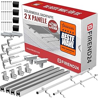 SET 2x PV-Module, PV, Photovoltaik, DACHPAPPE, Aufständerung, Dachhalterung, Befestigung, Halter…