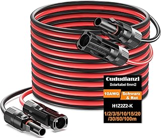 Oududianzi Solarkabel 6mm2/4mm2, Solarkabel Verlängerung 1/2/3/5/8/10/15/20/30m, Photovoltaik Ka…