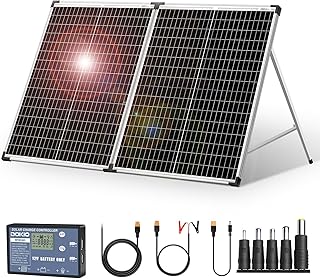 DOKIO Solarkoffer 100W 18V mit Solar-Laderegler (2 USB-Ports) Für 12V Batterie Inklusive Transpo…