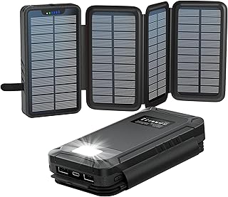 Solar Powerbank 26800mAh, elzle Solar Ladegerät mit 2 USB-A Ausgang & 1 USB-C Eingang, Outdoor W…