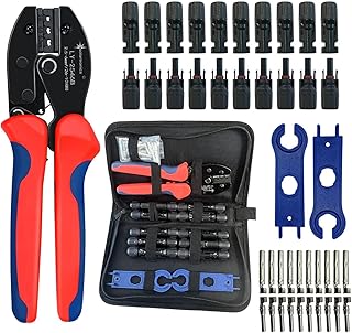 SOLARTRONICS Crimpzangenset, 10 Paar Solarstecker, Männlich/Weiblich Solarpanel Kabelstecker, IP…