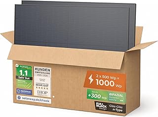 Solarway 500W Solarpanel Full Black Bifazial Glas/Glas PV Panel mit positiver Leistungstoleranz v…