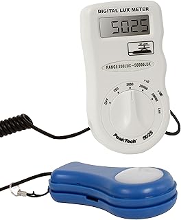 PeakTech P 5025 Digital-Lux-Messgerät mit externem Sensor und LCD Anzeige, 200 Lux … 50.000 Lu…