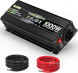 1000W Wechselrichter 12V auf 230V Spannungswandler konverter mit EU-Steckdose, USB-Anschluss, Net…