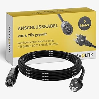 Avoltik Wechselrichter Anschlusskabel 5m I Wechselrichter Kabel 3 polig mit Betteri BC01 Female B…