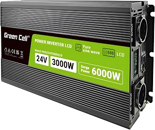 Green Cell LCD Wechselrichter 3000W/6000W 24V auf 230V – Reiner Sinus, Pure Sine Wave Power Inv…