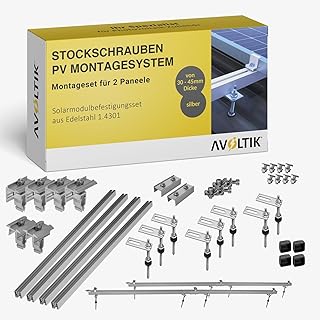 PV Halterung Blechdach Montageset – Balkonkraftwerk – inkl. 200 mm Stockschrauben M10, EPDM…