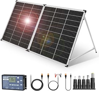 DOKIO Solarkoffer 200W 18V Für 12V Batterie und Power Station mit Laderegler (2 USB-Ports), Tran…